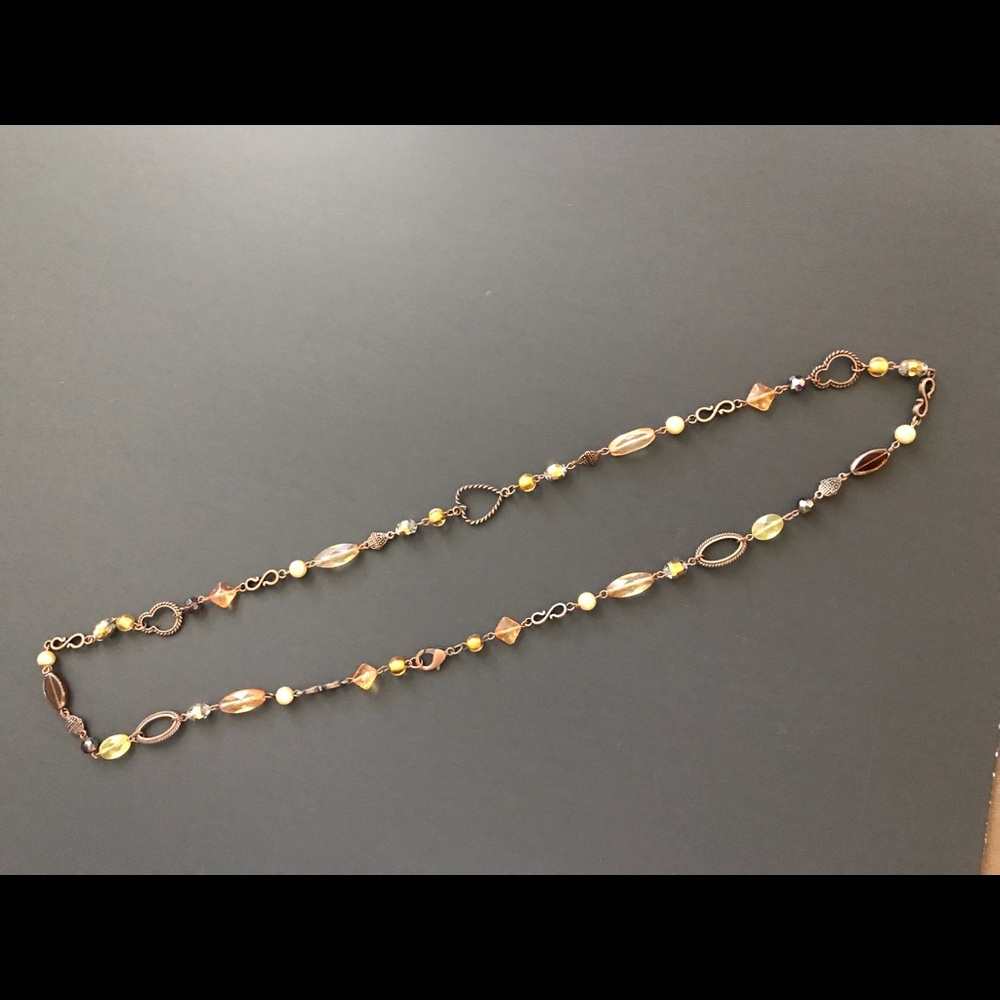 Park Lane long bronze, beaded necklace
